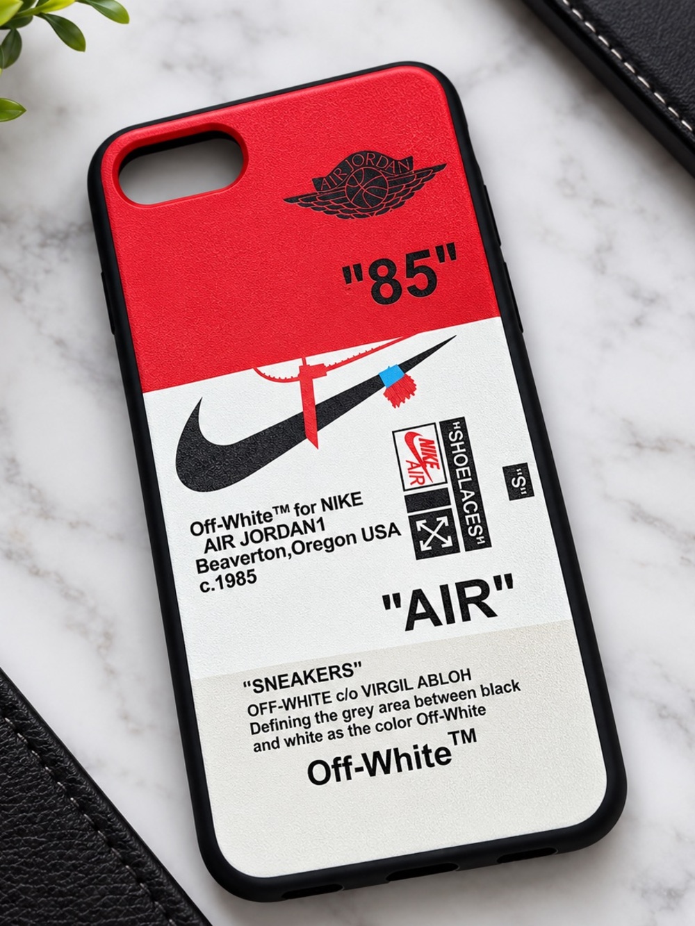 Off-White Red and White iPhone Case with Industrial Design